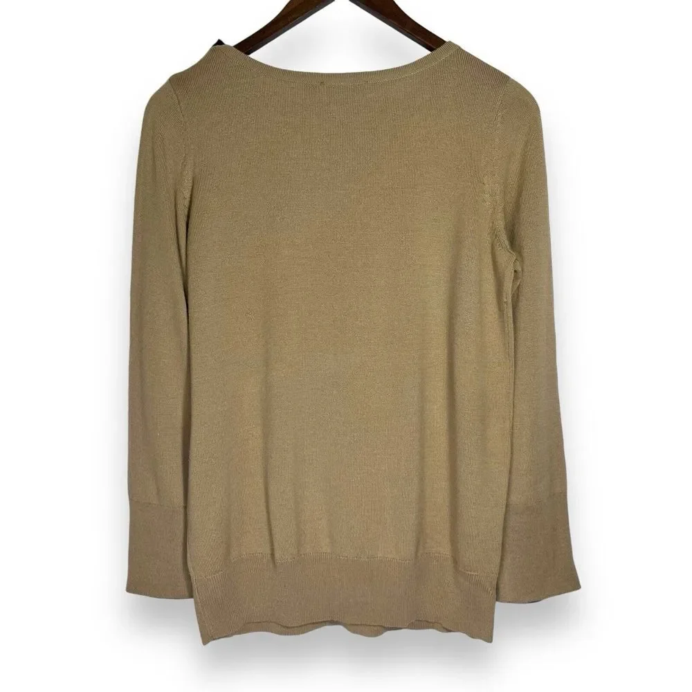 The Limited |‎ Merino Wool Sweater Women's Large Knit Round Neck Button Detail